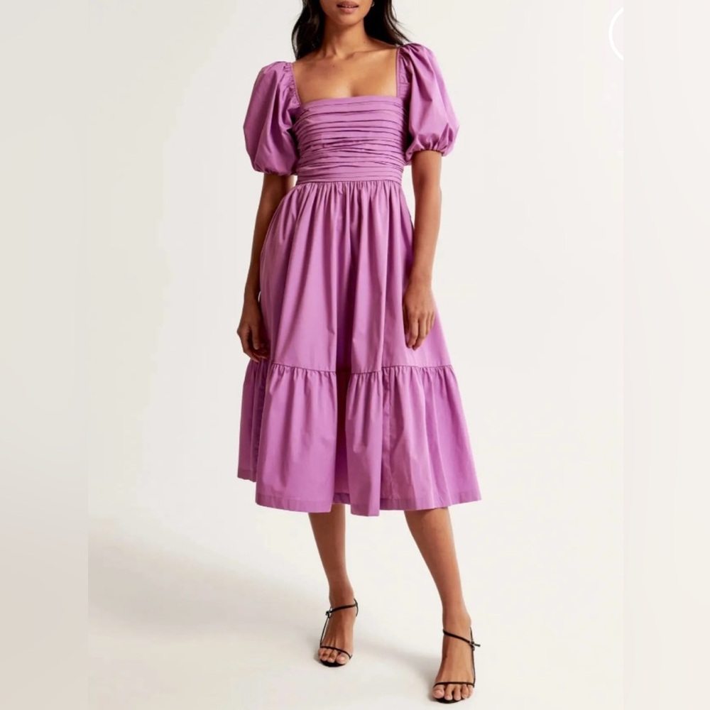 Abercrombie and Fitch Emerson Poplin Puff Sleeve Midi Dress Small